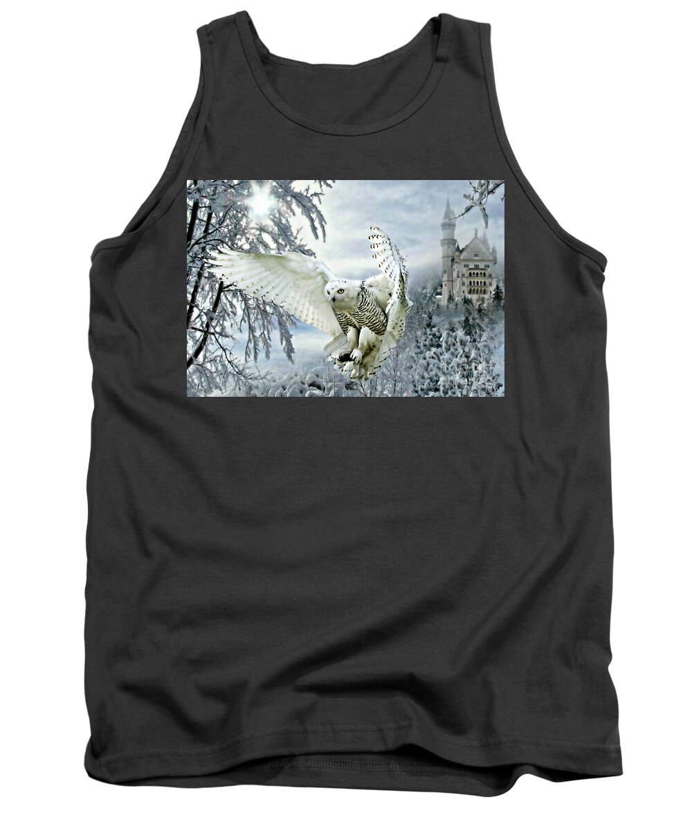 Snowy Owl Tank Top featuring the mixed media Snowy Owl by Morag Bates