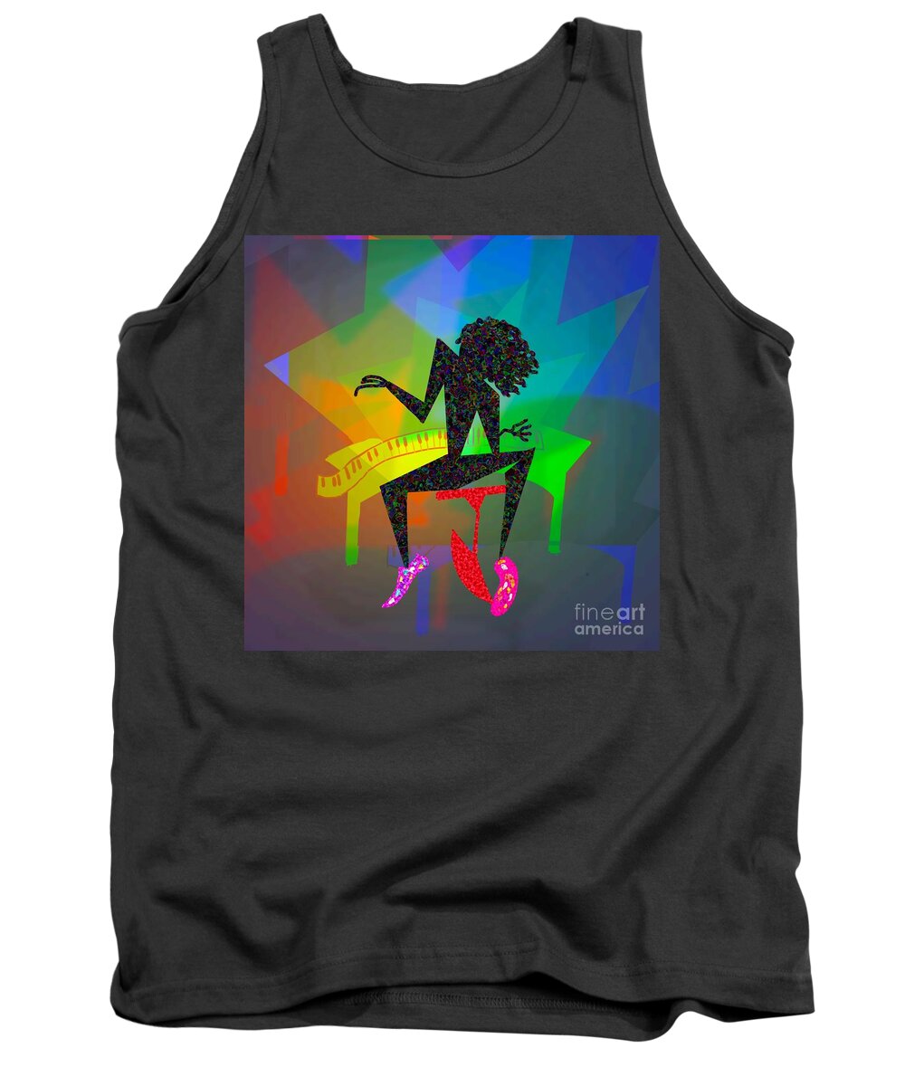 Piano Player Tank Top featuring the painting Sock Joplin by D Powell-Smith