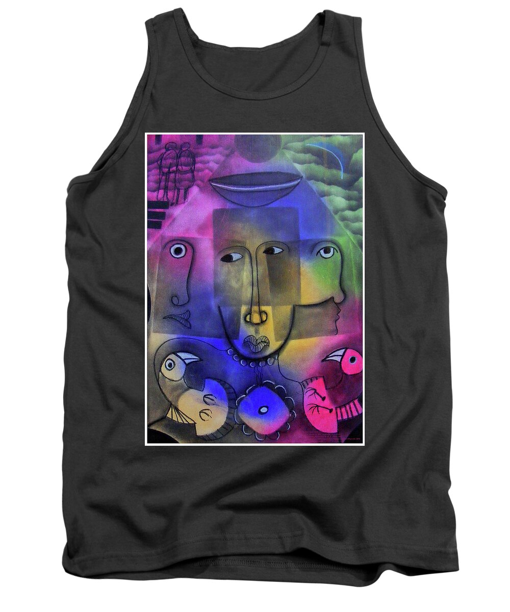 Abstract Tank Top featuring the painting Song Of Songs by Winston Saoli 1950-1995