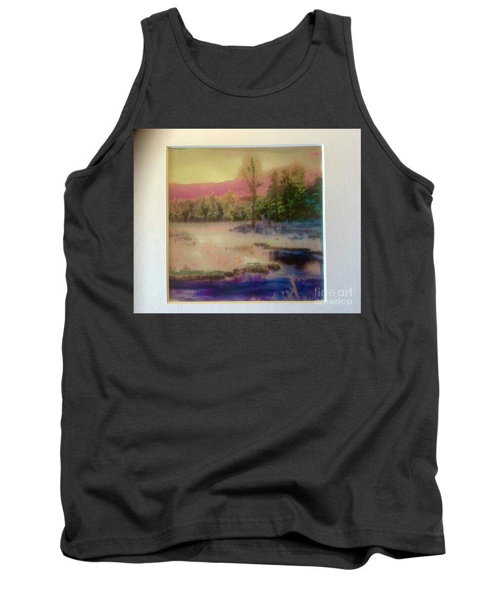 Nature Maine Landscape Trees Tank Top featuring the painting Songs of Nature Maine by FeatherStone Studio Julie A Miller