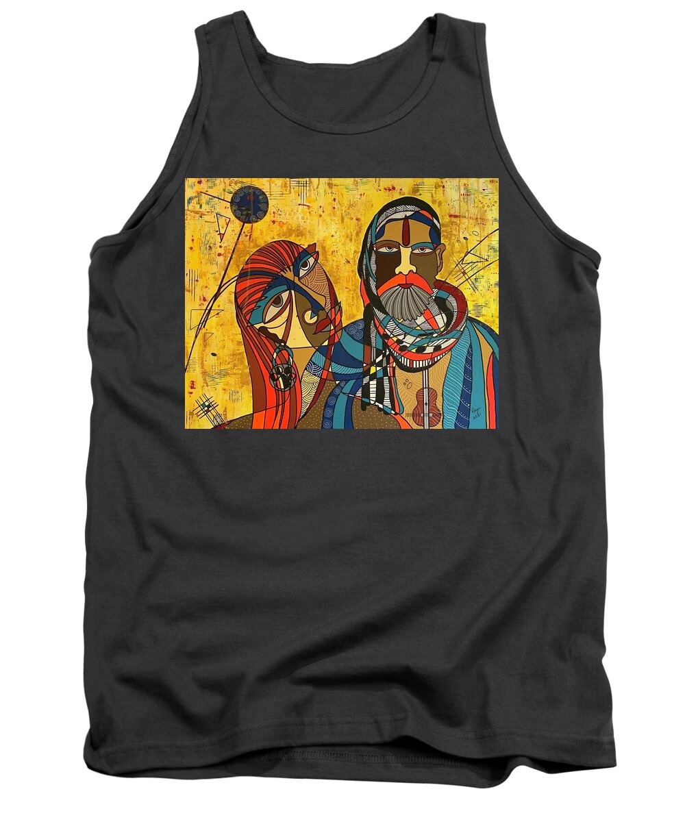 Cubism Tank Top featuring the painting Soul Mates by Raji Musinipally