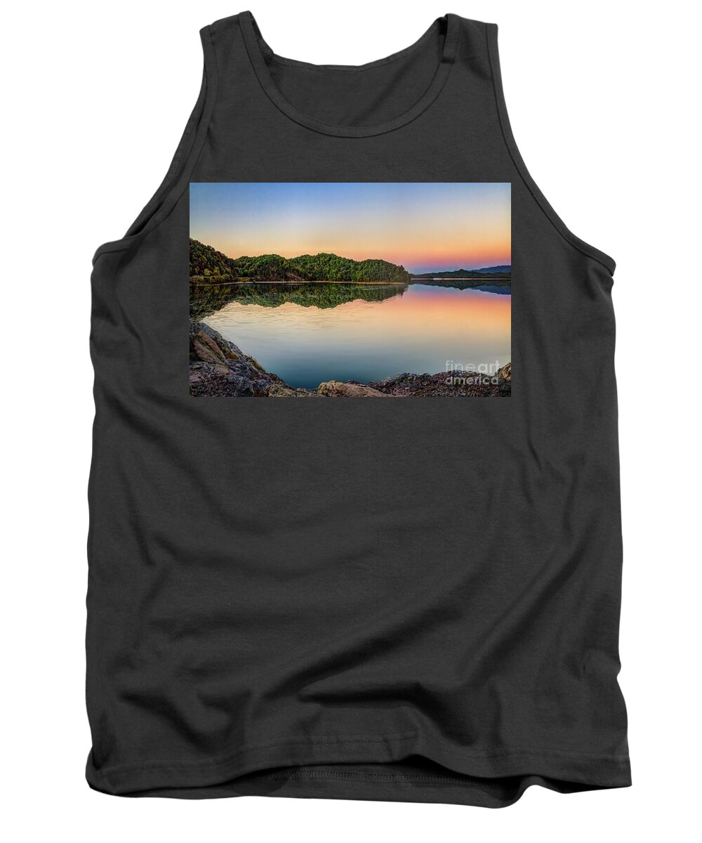Sunset Tank Top featuring the photograph South Holston Lake by Shelia Hunt
