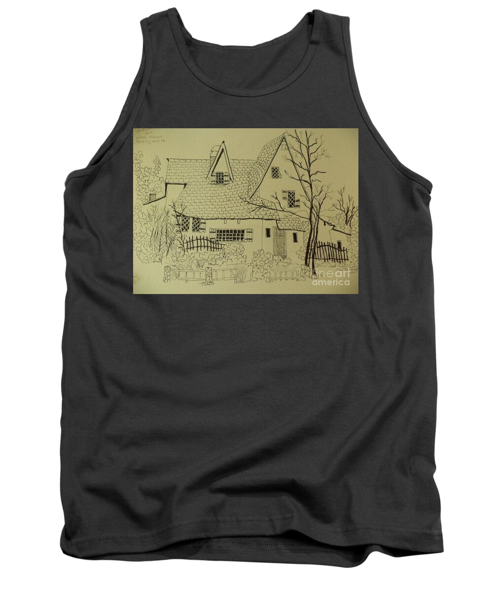  Tank Top featuring the drawing Spadea House Ink Drawing by Donald Northup
