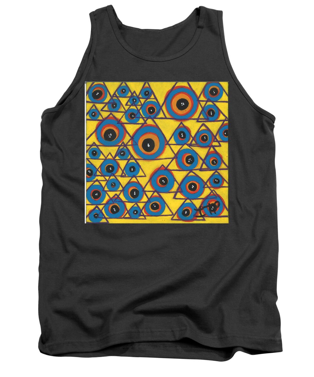 Yellow Tank Top featuring the painting Spirit Guides by Esoteric Gardens KN