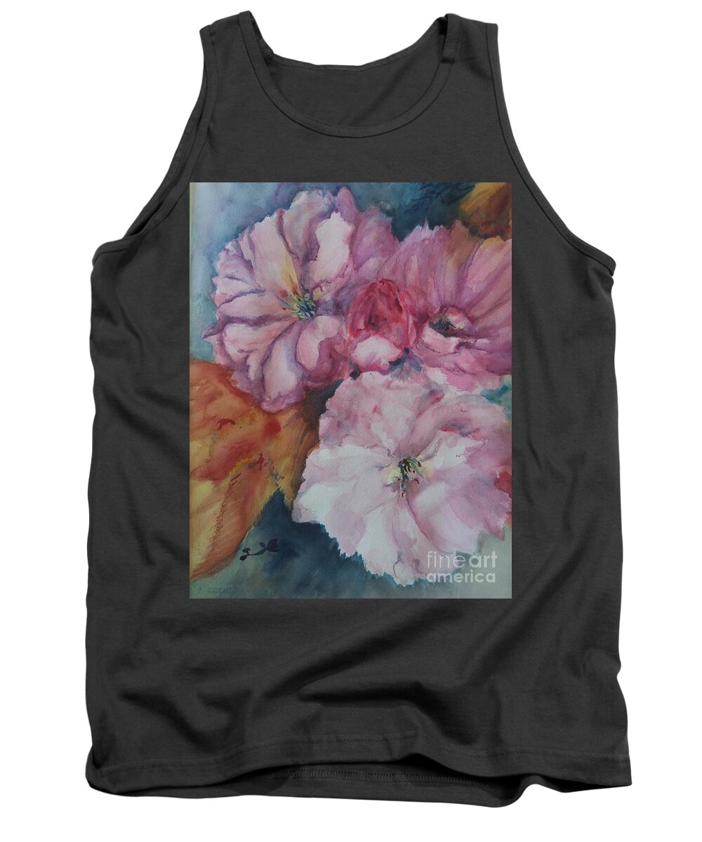 Cherry Tank Top featuring the painting Spring Blossoms I by Sonia Mocnik