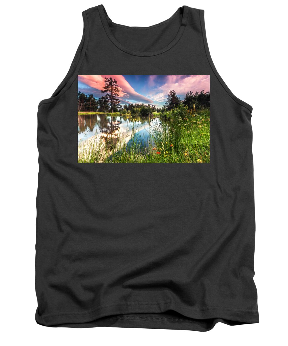 Mountain Tank Top featuring the photograph Spring Lake by Evgeni Dinev