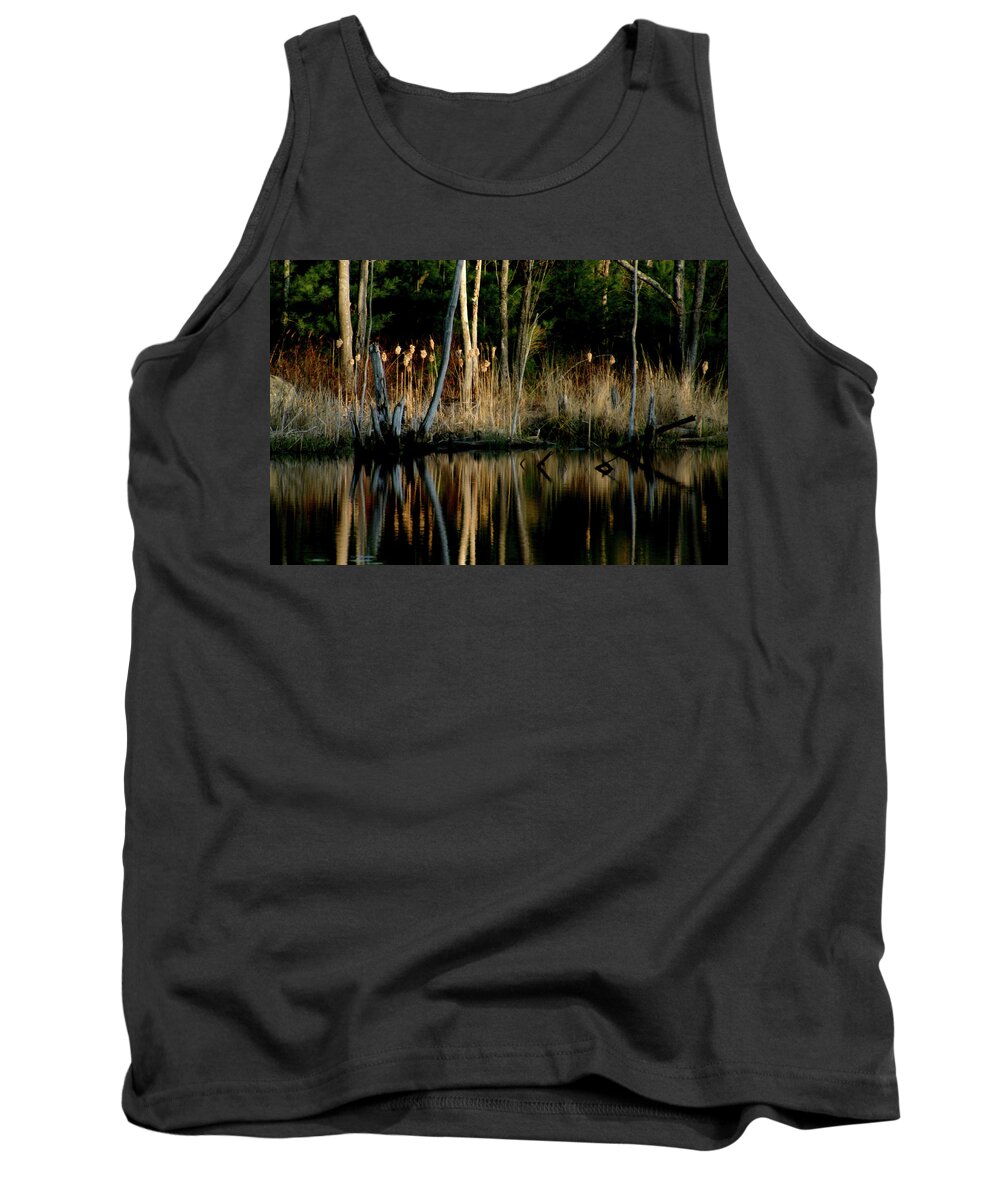 Cattails Tank Top featuring the photograph Spring Reflections by Wayne King