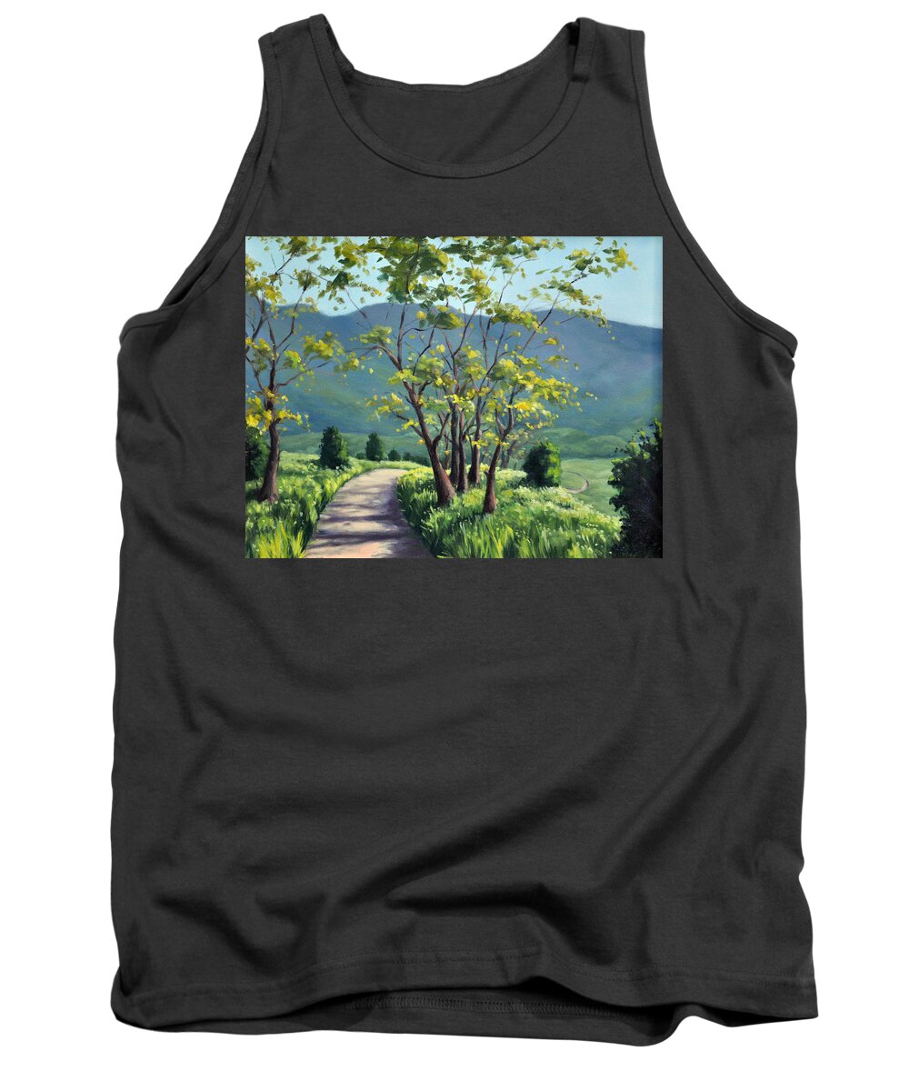 Landscape Tank Top featuring the painting Spring Valley Trail by Rick Hansen