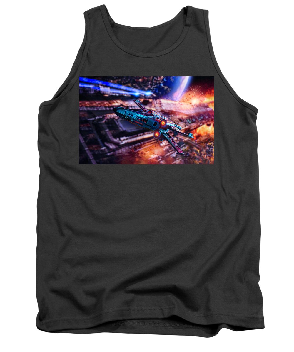 Star Wars Tank Top featuring the photograph Star Wars X-Wing Explosion by Ali Nasser