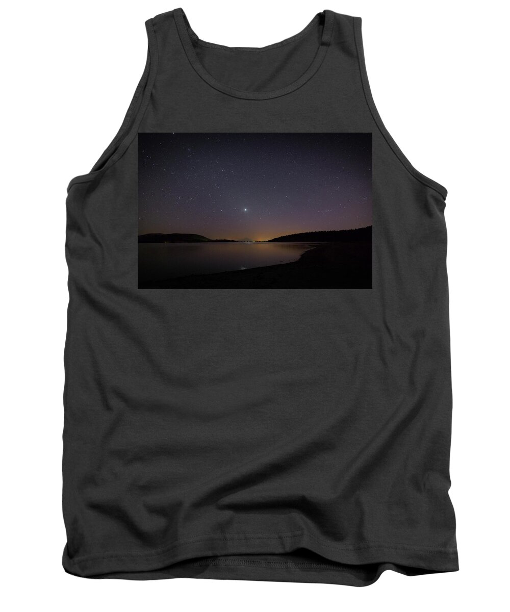 Stars Tank Top featuring the photograph Stars over the lake by Loyd Towe Photography