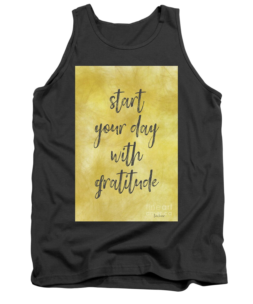 Gratitude Tank Top featuring the painting Start Your Day With Gratitude by Tina LeCour