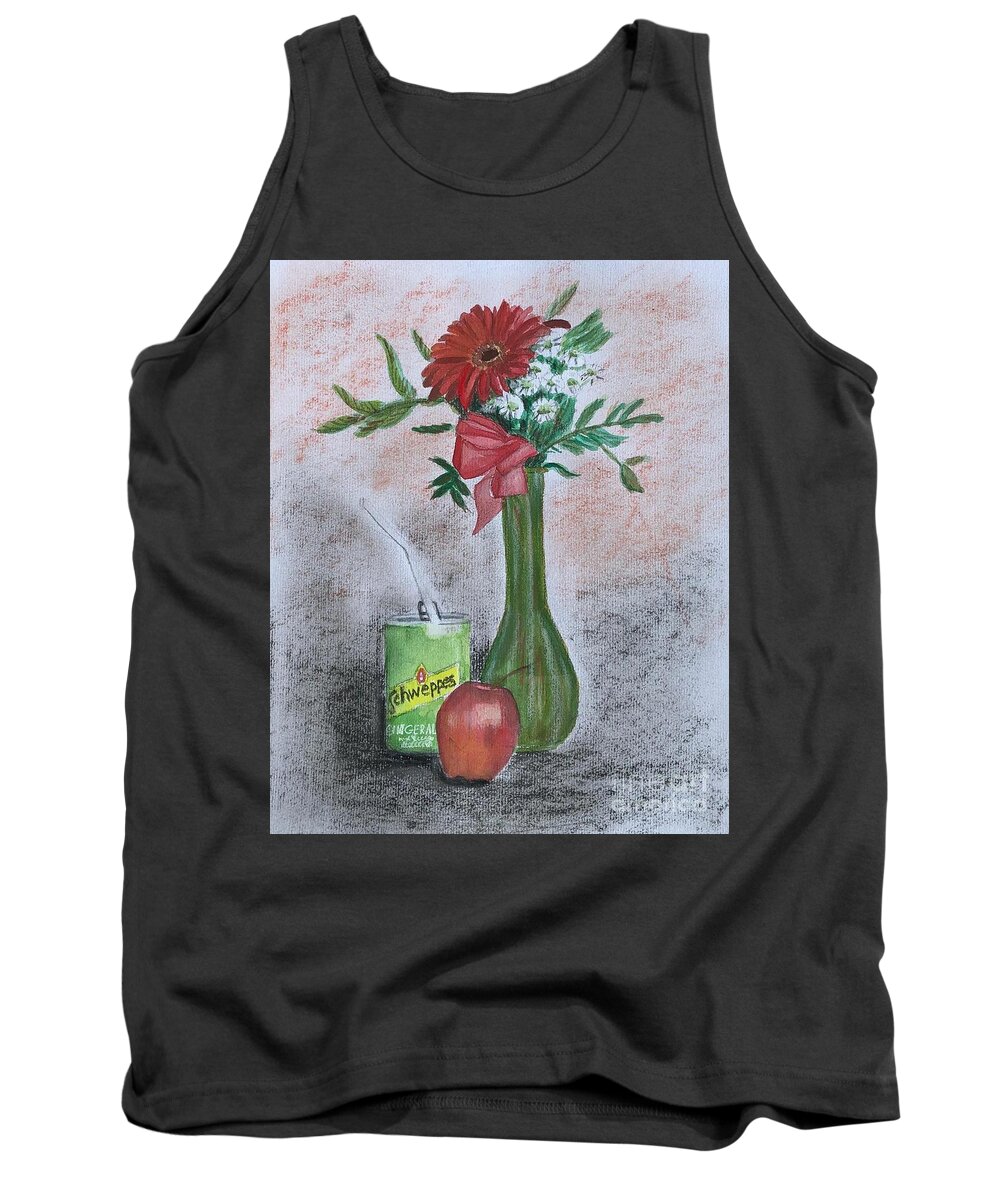 Charcoal Tank Top featuring the mixed media Still life # 3 by Vicki B Littell