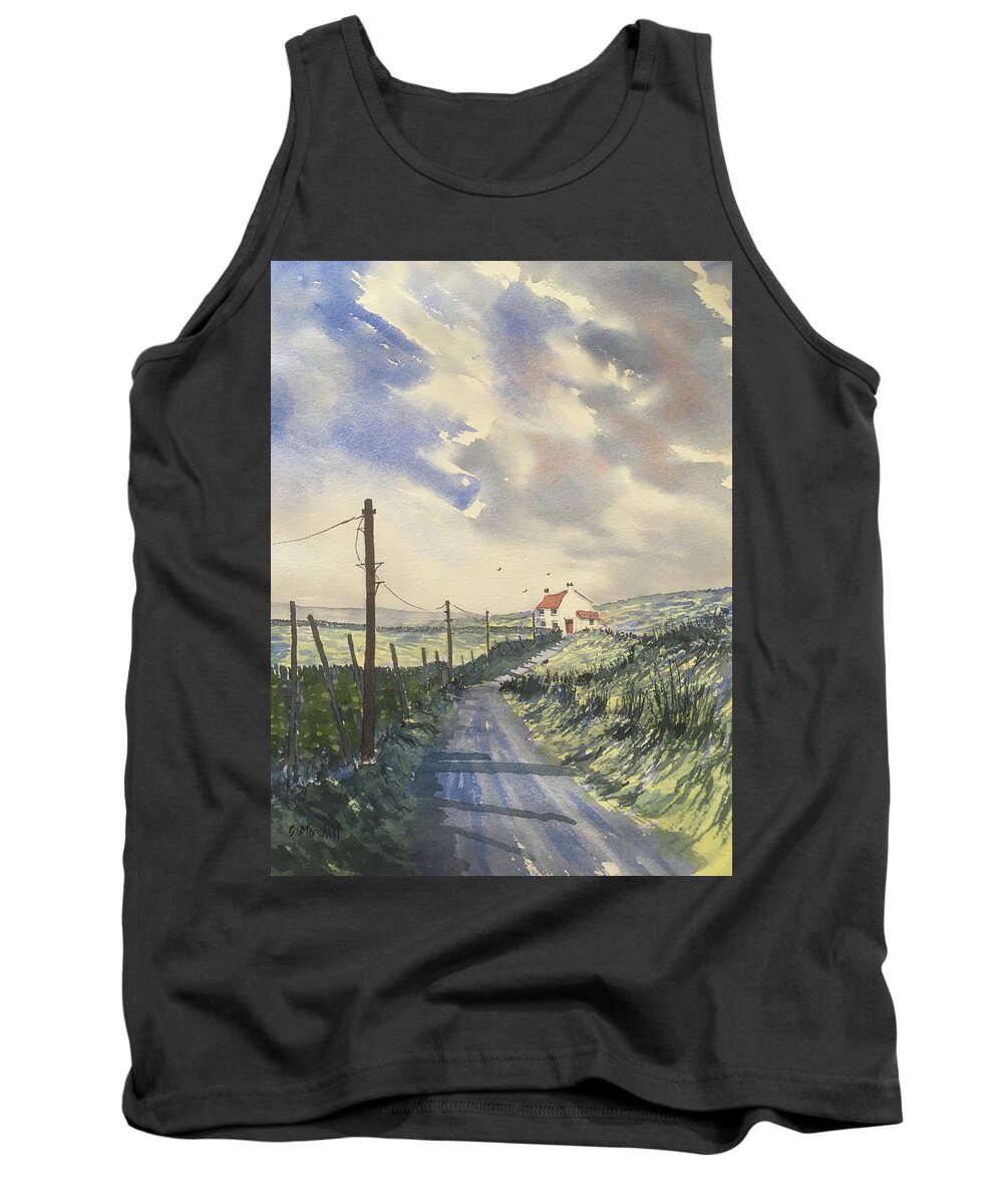 Watercolour Tank Top featuring the painting Storm on the road to Halton Gill by Glenn Marshall