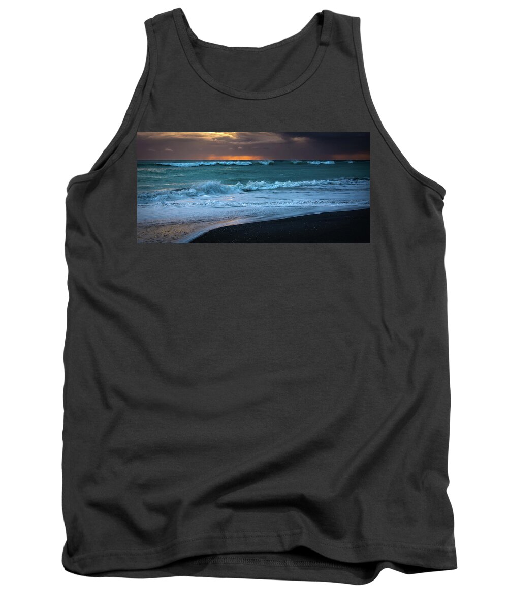 Stormy Sunrise Tank Top featuring the photograph Stormy Sunrise on the Atlantic by Rebecca Herranen