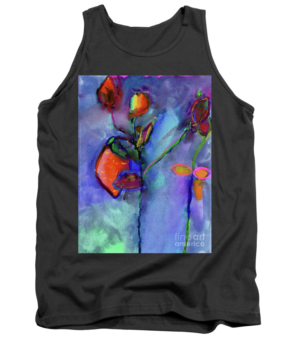 Strawberries Tank Top featuring the painting Strawberries by Elizabeth Root Age 10