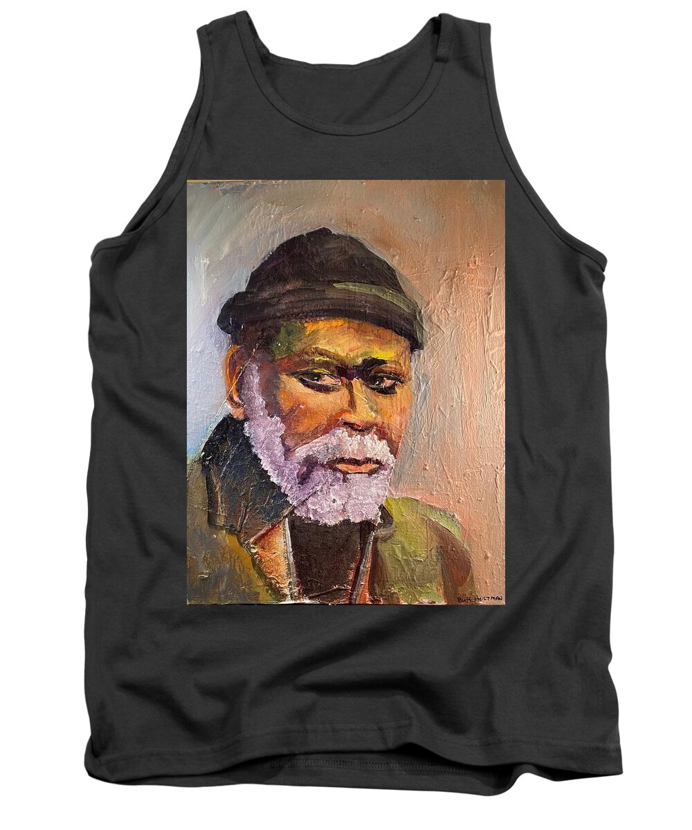 Mixed Media Tank Top featuring the mixed media Street Vendor by Buff Holtman