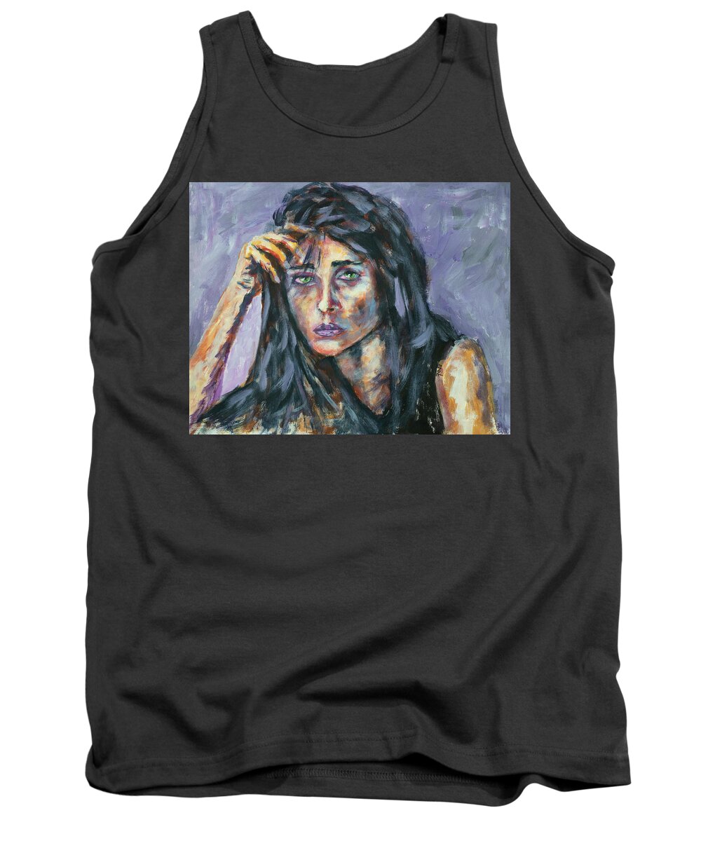 Portrait Tank Top featuring the painting Suffering by Mark Ross