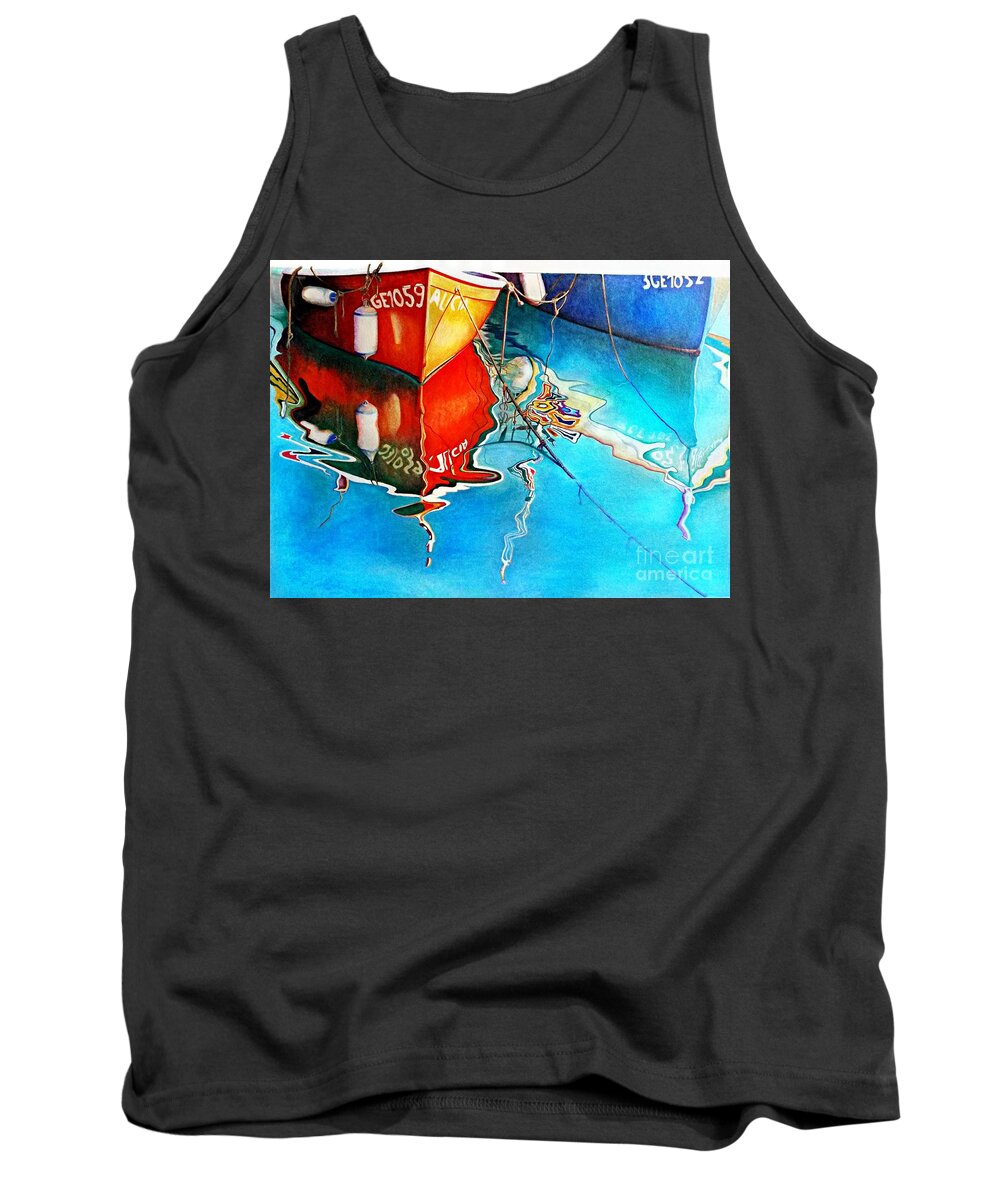 Drawing Tank Top featuring the drawing Summertime by David Neace CPX