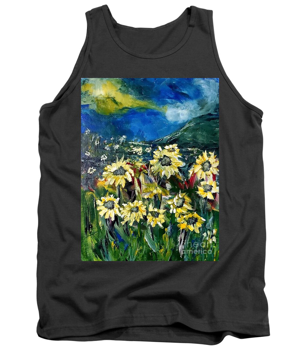 Sunflowers Tank Top featuring the painting Sunflower Daydream by Eileen Kelly