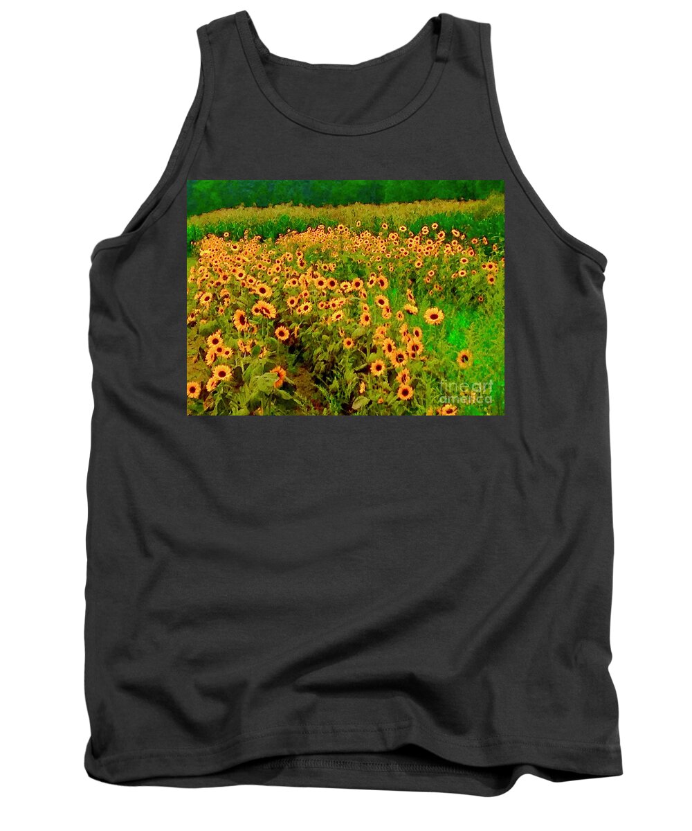 Sunflowers Tank Top featuring the digital art Sunflowers by Tammy Keyes