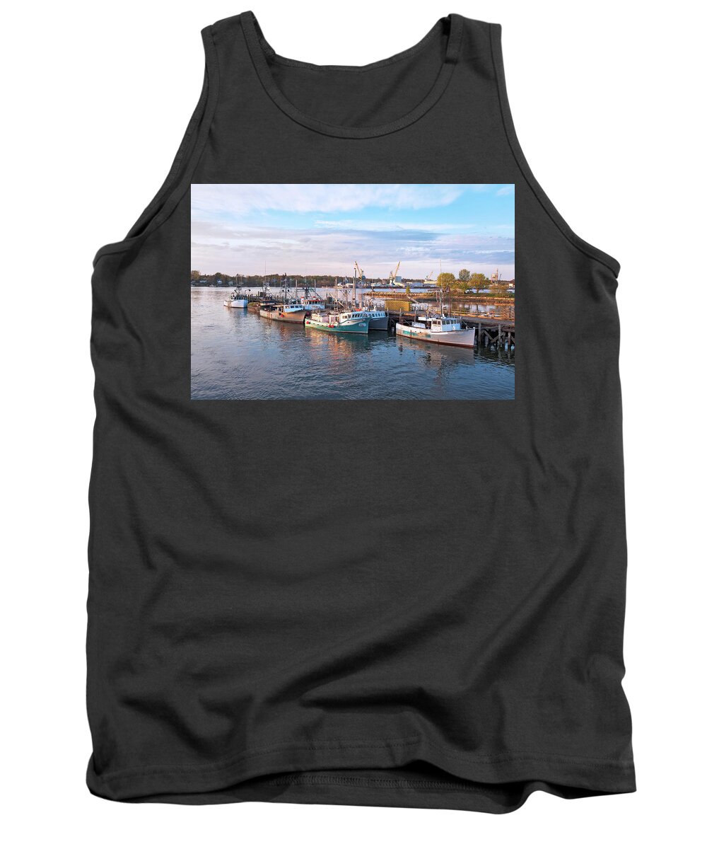 Sunlit Fishing Pier Tank Top featuring the photograph Sunlit Fishing Pier by Eric Gendron