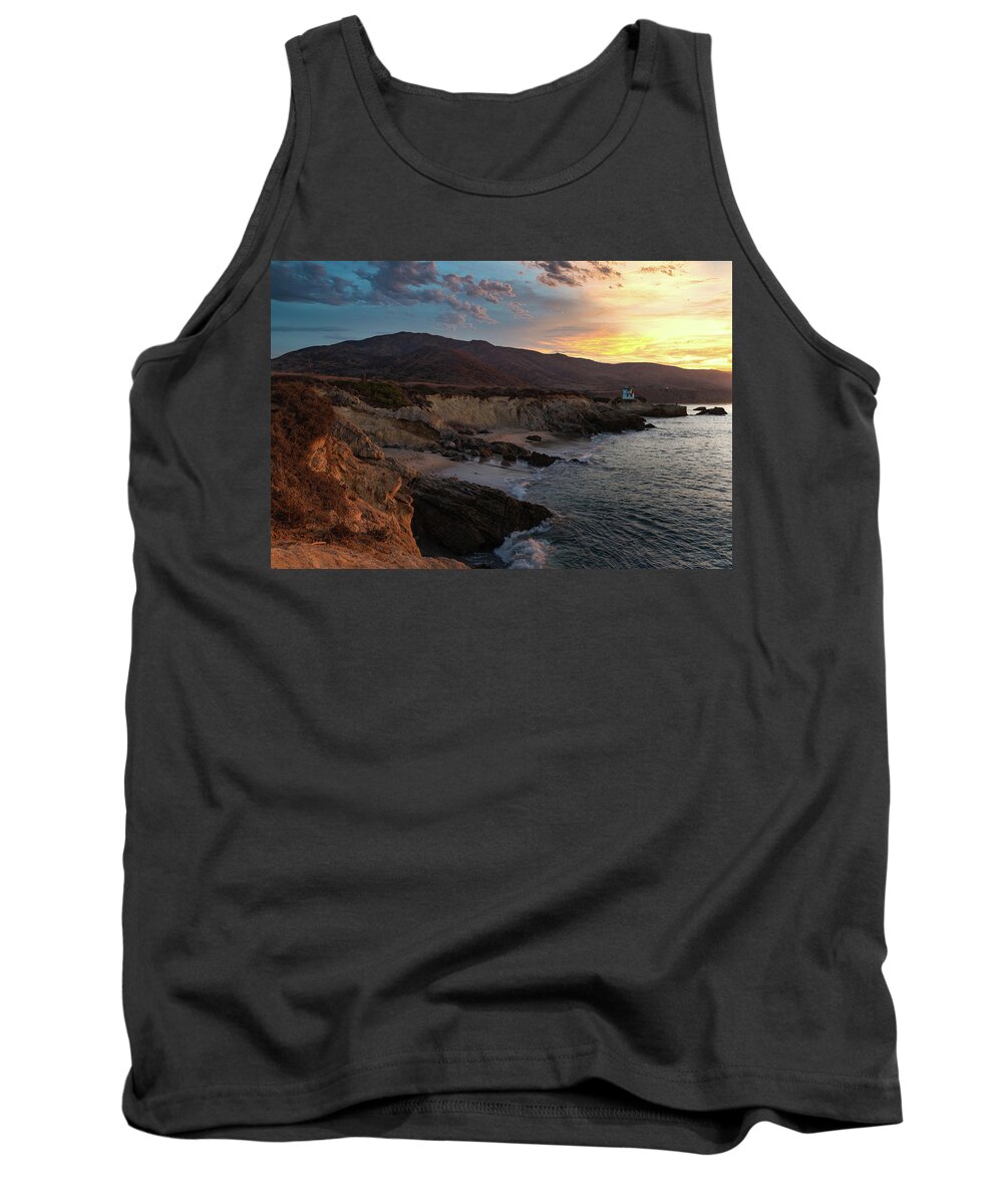Beach Tank Top featuring the photograph Sunrise Over the Mountains and Ocean by Matthew DeGrushe