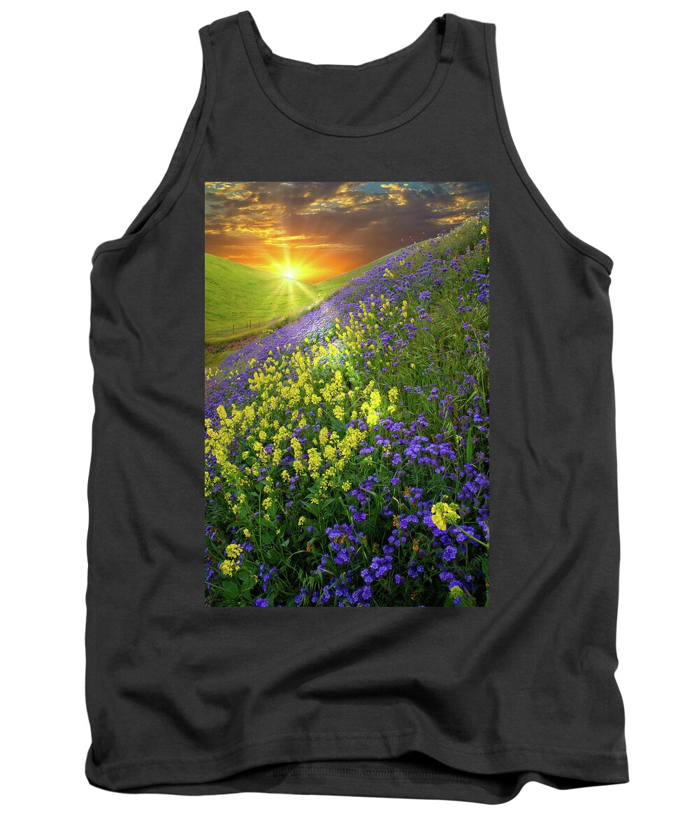 Superbloom Tank Top featuring the photograph Sunrise Over the Temblors by Lynn Bauer