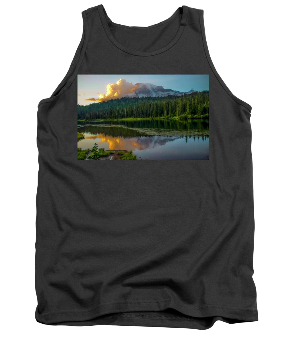 Mount Rainier National Park Tank Top featuring the photograph Sunset at Reflection Lakes by Doug Scrima