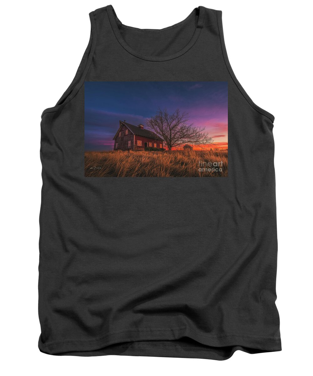 Sunset Tank Top featuring the photograph Sunset at The Old Red Barn by Christopher Thomas