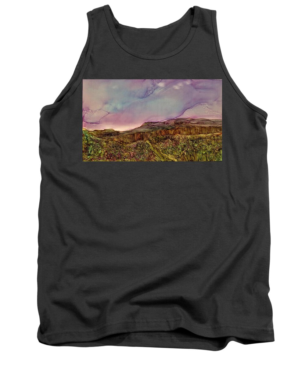 Bright Tank Top featuring the painting Sunset at Wild Rivers by Angela Marinari