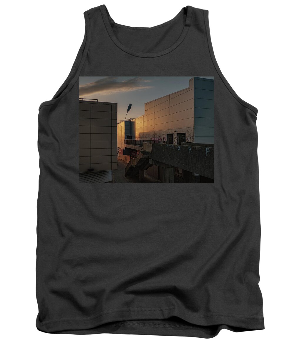 Urban Tank Top featuring the photograph Sunset on the building by Nick Barkworth