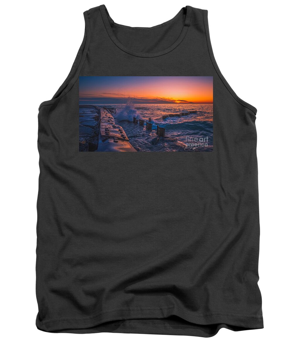 Lake Tank Top featuring the photograph Sunset on the Shores of Lake Michigan by Christopher Thomas