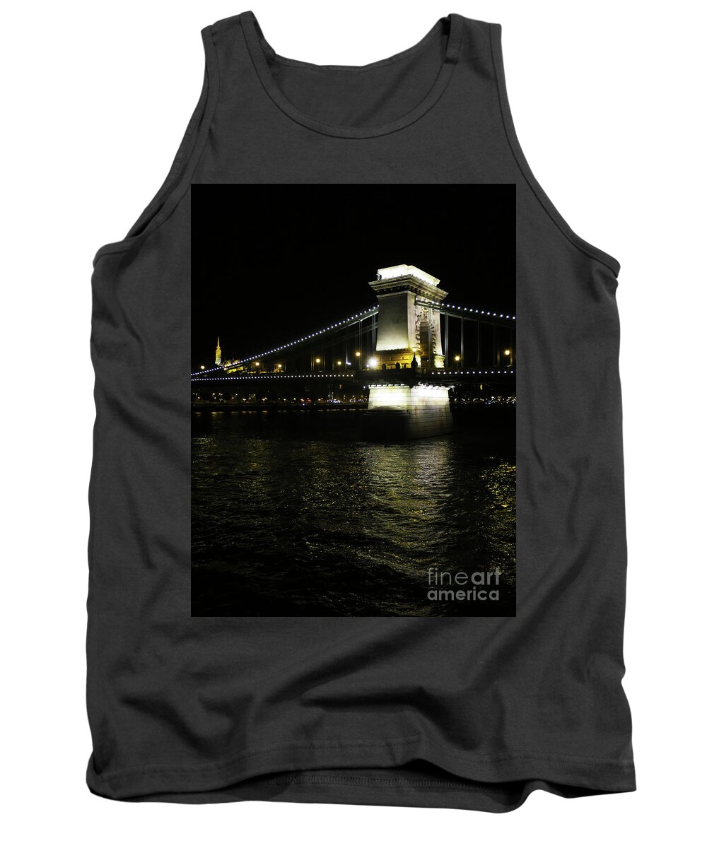 Bridge Tank Top featuring the photograph Szechenyi Chain Bridge Sparkles by Rick Locke - Out of the Corner of My Eye