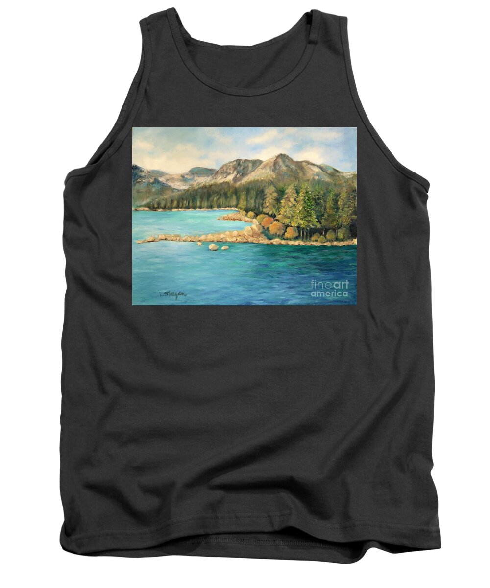 Lake Tank Top featuring the painting Tahoe in Early Fall by Laurie Morgan