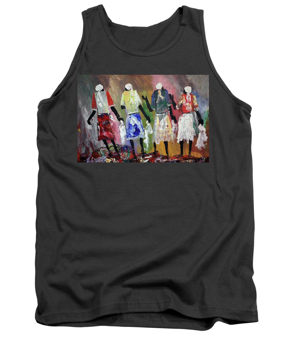 Peter Sibeko Tank Top featuring the painting Talks Of Peace by Peter Sibeko