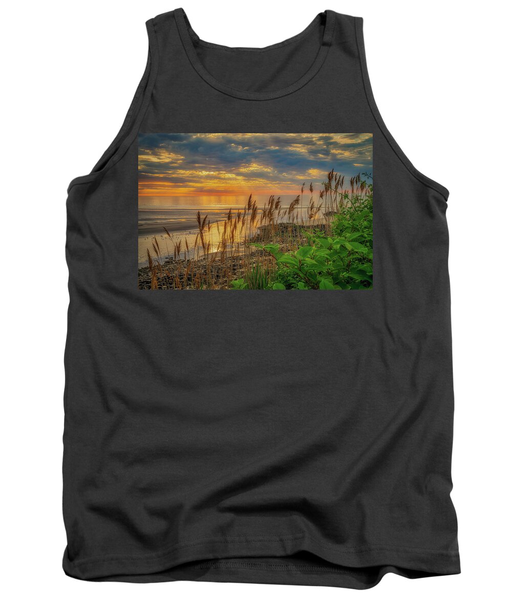Reeds Tank Top featuring the photograph Tall Grasses of Marginal Way by Penny Polakoff
