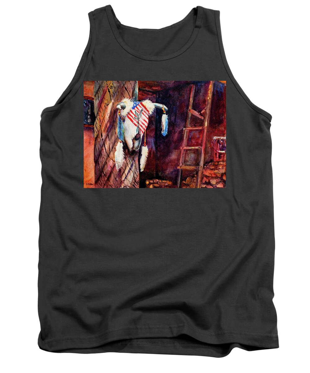 Taos Pueblo Tank Top featuring the painting Taos Pueblo New Mexico by Cheryl Prather