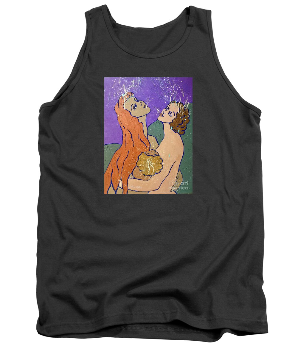 Angels Tank Top featuring the painting Thanking for the healing by Monica Elena