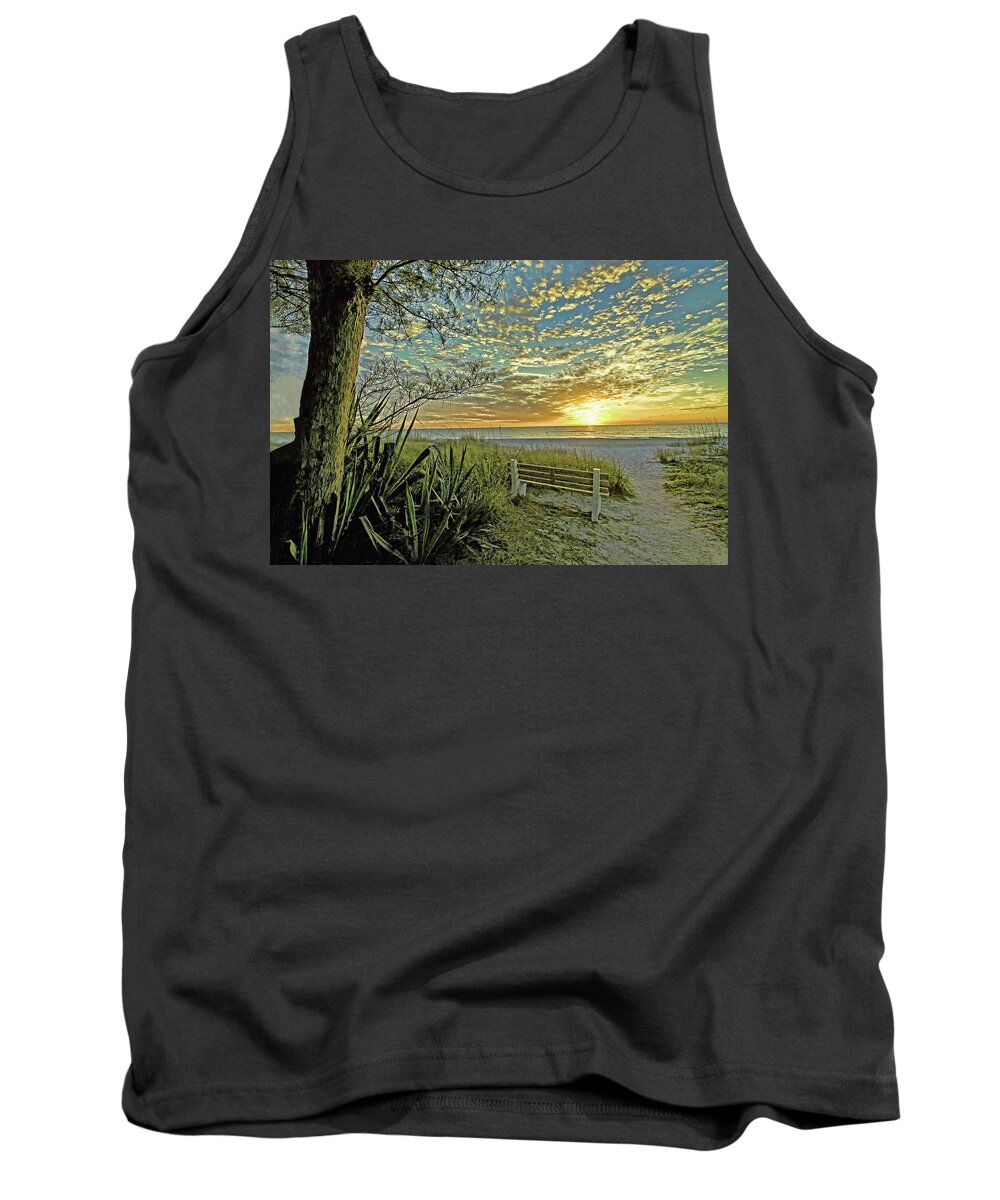 Florida Sunset Tank Top featuring the photograph The Bench by HH Photography of Florida