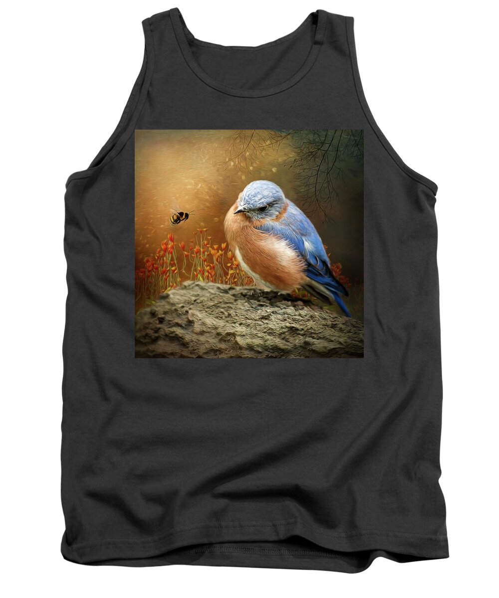 Bird Tank Top featuring the digital art The Bird and the Bee by Maggy Pease