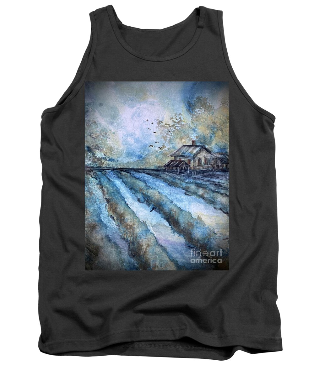 Louisiana Art Tank Top featuring the painting The Cabin by Francelle Theriot