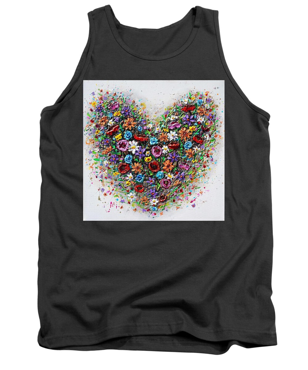 Heart Tank Top featuring the painting The Colours of Love by Amanda Dagg
