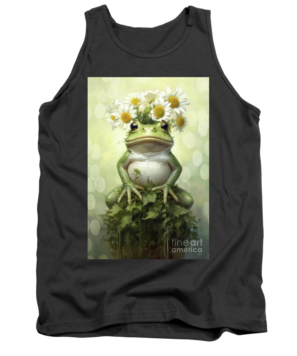 Frog Tank Top featuring the painting The Daisy Bullfrog by Tina LeCour