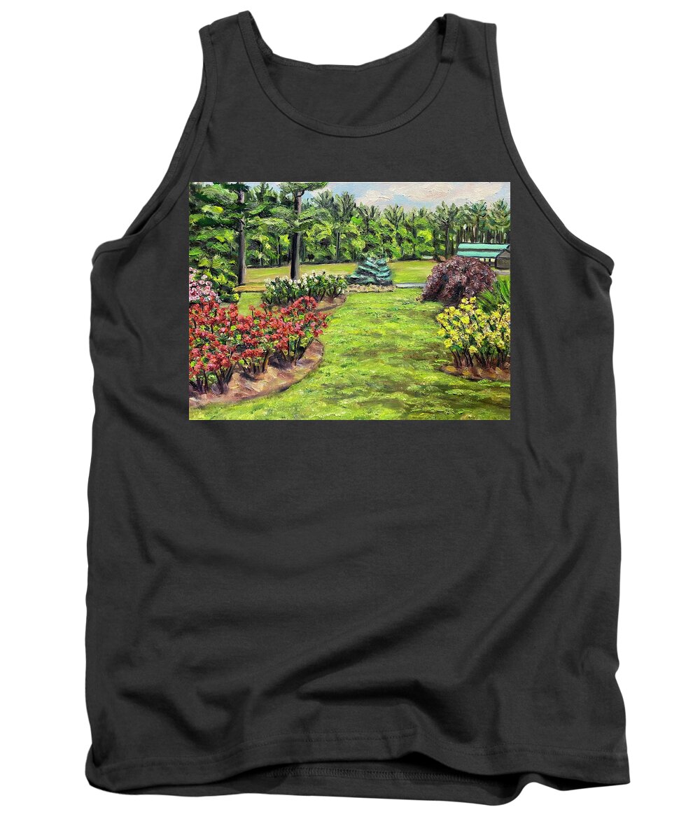 Rose Tank Top featuring the painting The Evelyn B. Rose Garden by Richard Nowak