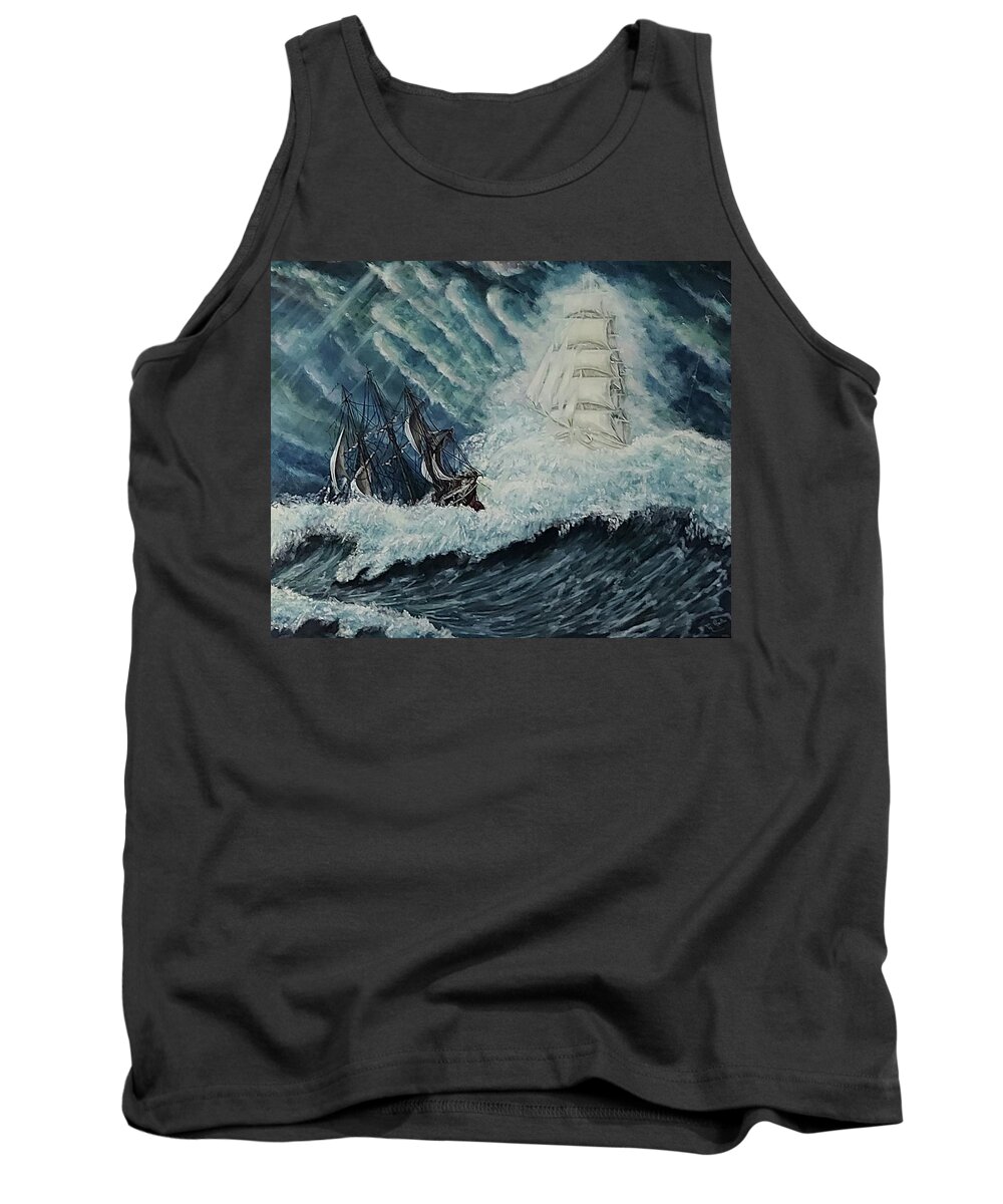 Ghost Ship Tank Top featuring the painting The Flying Dutchman by Mackenzie Moulton