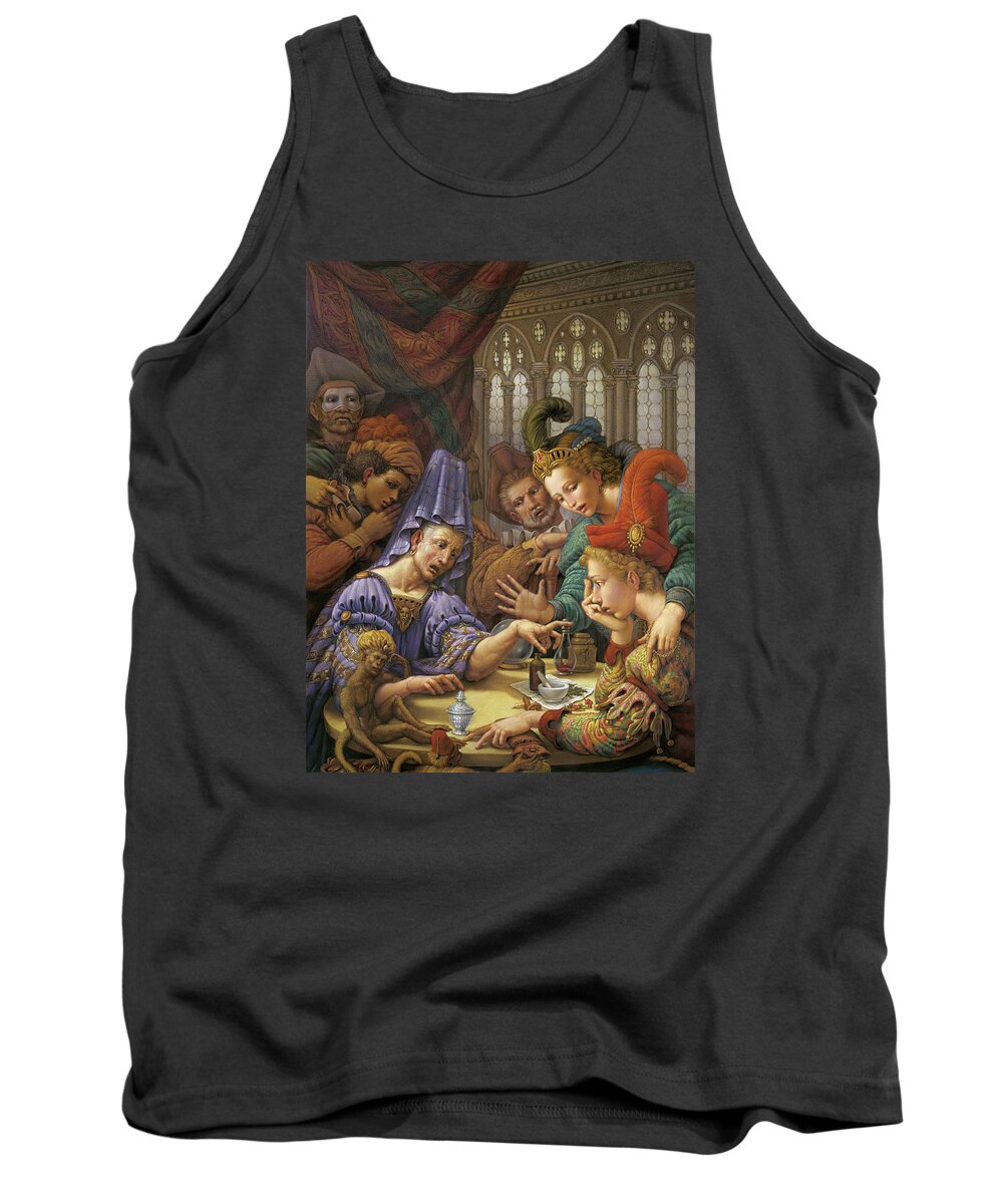 Fortune Teller Tank Top featuring the pastel The Fortune Teller by Kurt Wenner