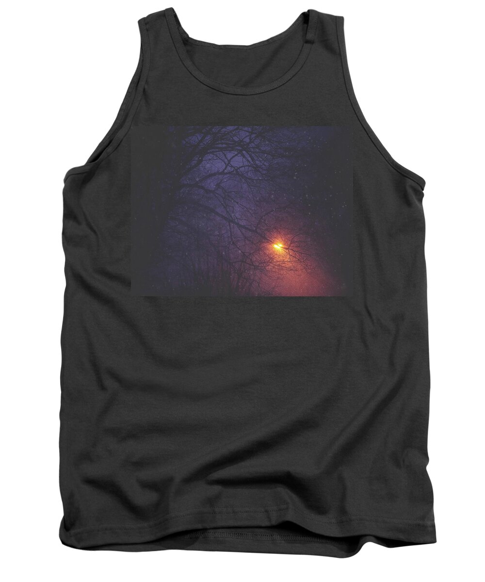 Streetlight Tank Top featuring the photograph The Glow Of Snow by Carrie Ann Grippo-Pike