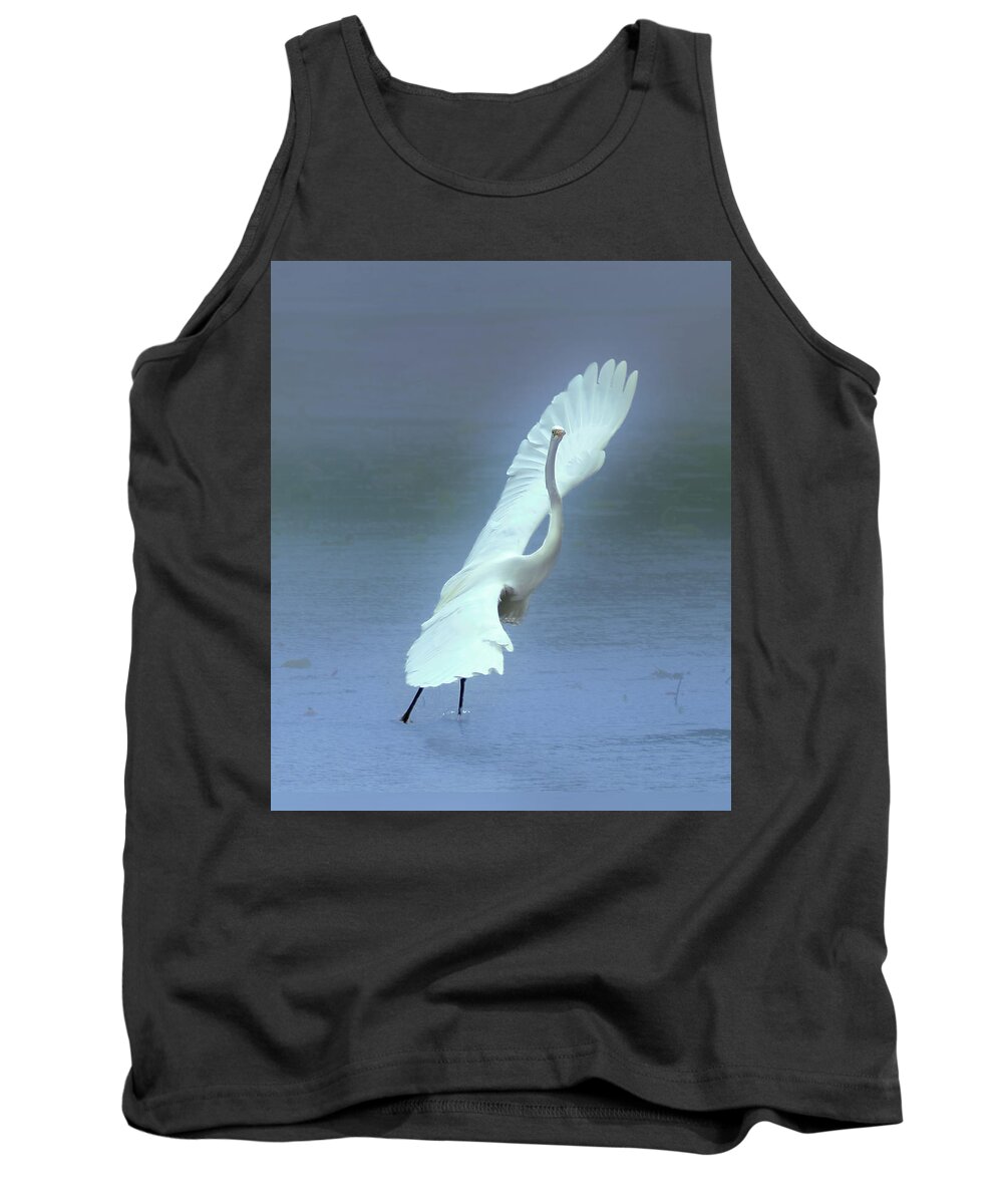 Faune Tank Top featuring the photograph The Great dancing Egret by Carl Marceau