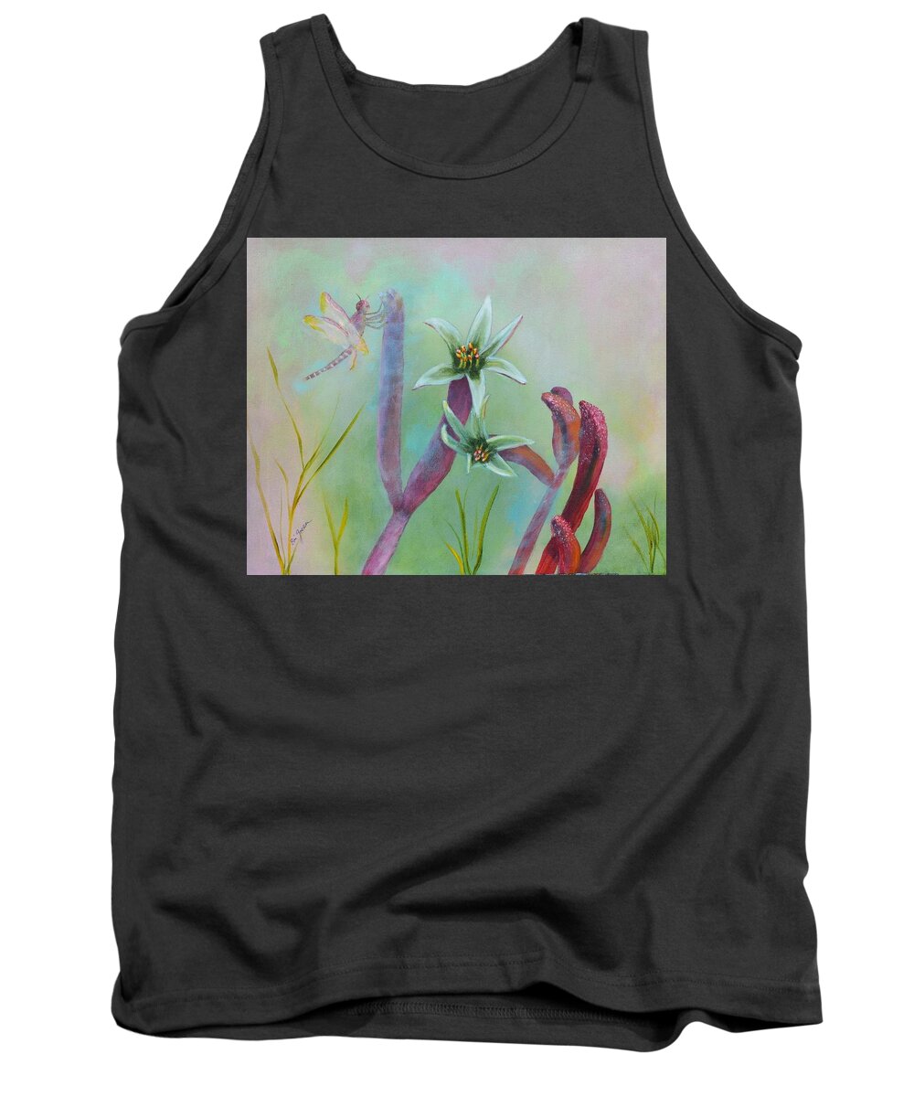 Flower Tank Top featuring the painting The Kangaroo Paw Bloom by Evi Green