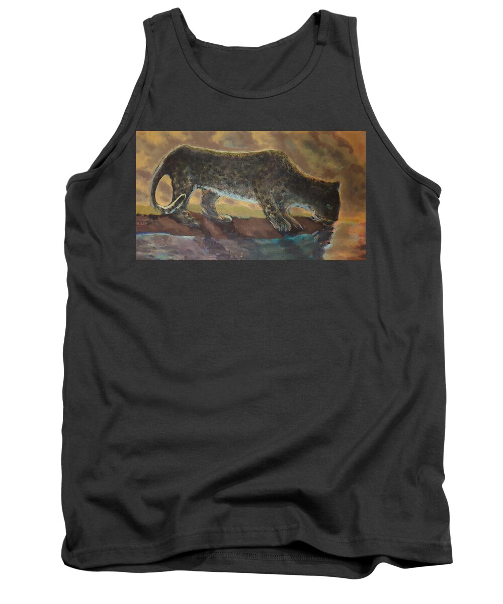 Leopard Tank Top featuring the painting The Leopard by Enrico Garff